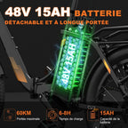 Générique Velo Electrique Pliable 20" Fat Bike 48V 250W avecBatterie 15Ah, Autonomie 40-60 km, Suspension Avant, Freins aDisque, Ecran LCD, Panier & Porte-Bagages - Velo Urbain