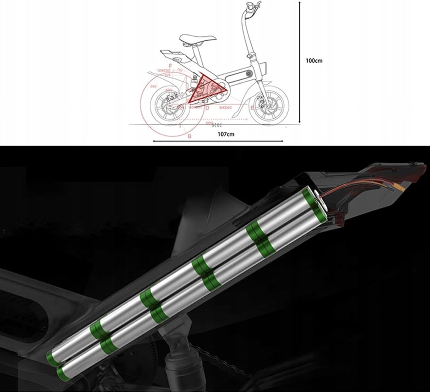 14 inch folding electric bike, 36 V 6.0 Ah battery 250 W motor, up to 25 – 35 km, double disc brakes and maximum speed of 25 km/h, E-bike for adults