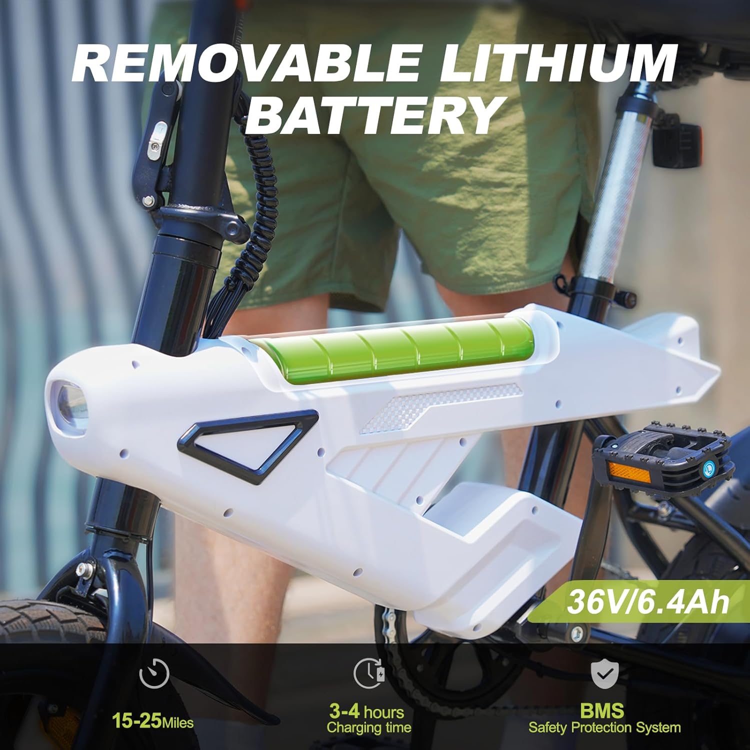 E Bike 14 Inch Folding Electric Bike with Removable Battery 36V 6.4Ah LCD Display 25km/h for Men and Women