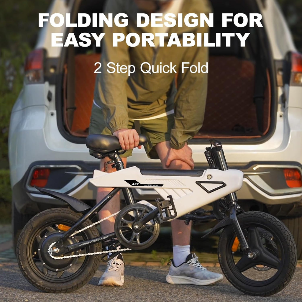 E Bike 14 Inch Folding Electric Bike with Removable Battery 36V 6.4Ah LCD Display 25km/h for Men and Women