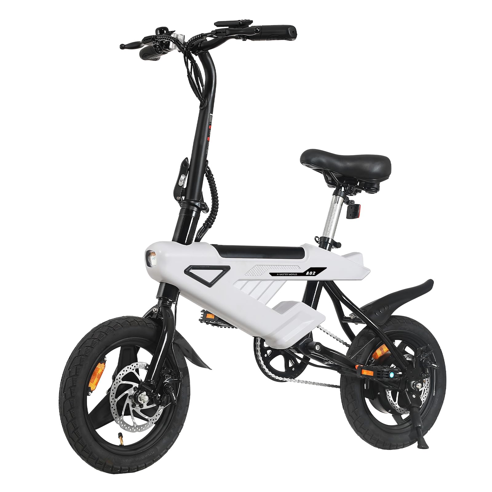 14 inch folding electric bike, 36 V 6.0 Ah battery 250 W motor, up to 25 – 35 km, double disc brakes and maximum speed of 25 km/h, E-bike for adults