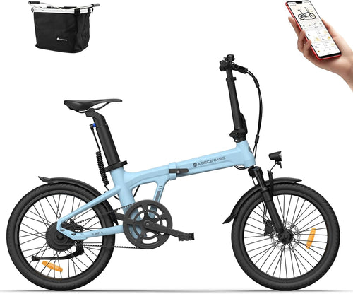 ADO Air20S 20 Inch Folding Electric Bike, Portable Electric Bike 18.5 kg, Smart E-Bike with 3 Driving Modes, 36 V 9.6 Ah Battery, 70-100 KM Range (Shock Absorber Version)