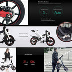 14 inch folding electric bike, 36 V 6.0 Ah battery 250 W motor, up to 25 – 35 km, double disc brakes and maximum speed of 25 km/h, E-bike for adults