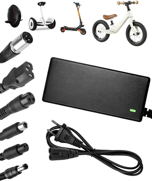 Chargeur Trotinette Electrique, 42V 2A Chargeur Hoverboard, 36V Universel Chargeur Batterie de Trottinette Électrique avec 6 Connecteurs pour M365 Hoverboard E-Bike Scooter Electrique