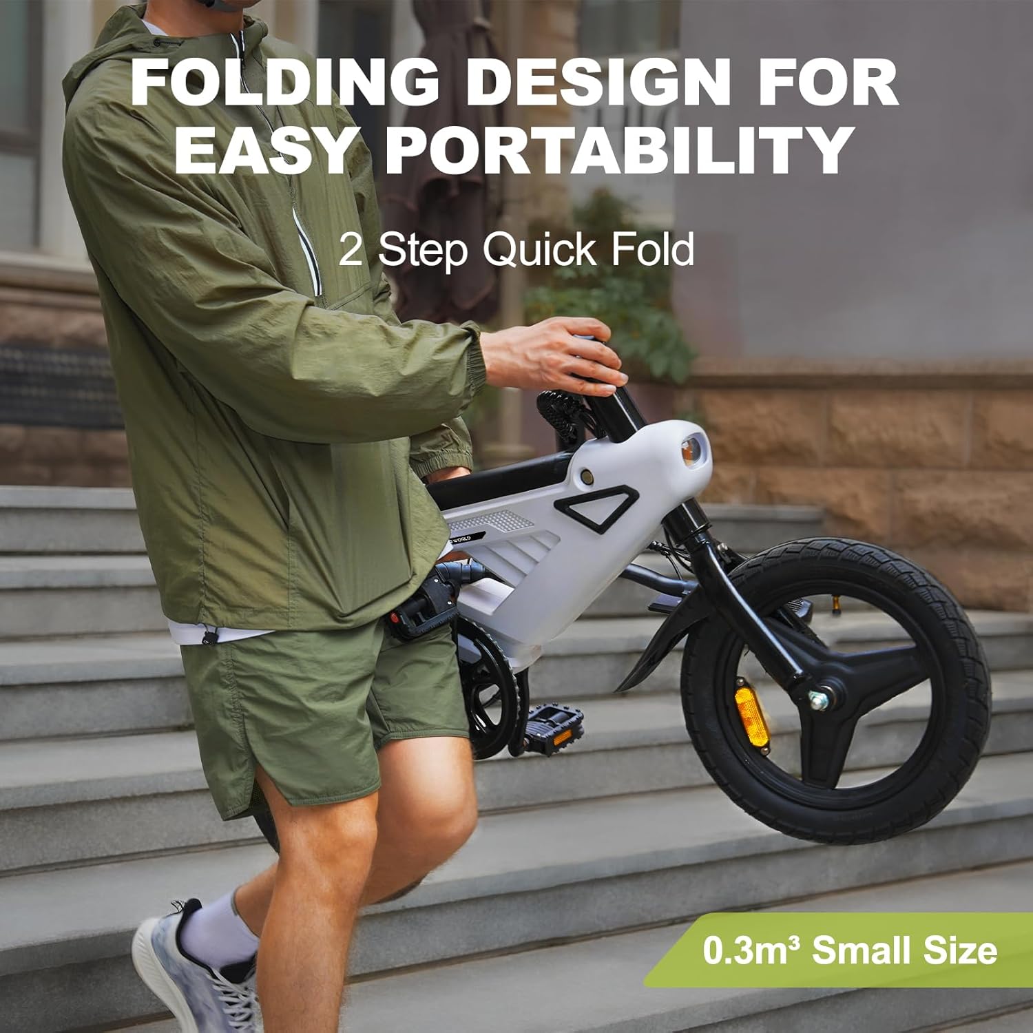 E Bike 14 Inch Folding Electric Bike with Removable Battery 36V 6.4Ah LCD Display 25km/h for Men and Women