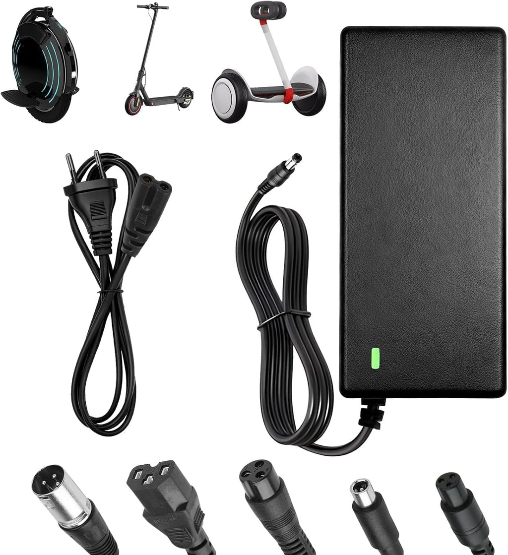 Electric Scooter Charger, 42V 2A Charger Hoverboard, 36V Universal Charger Electric Scooter Battery with 6 Connectors for Xiaomi M365 Hoverboard Electric Scooter E-Bike