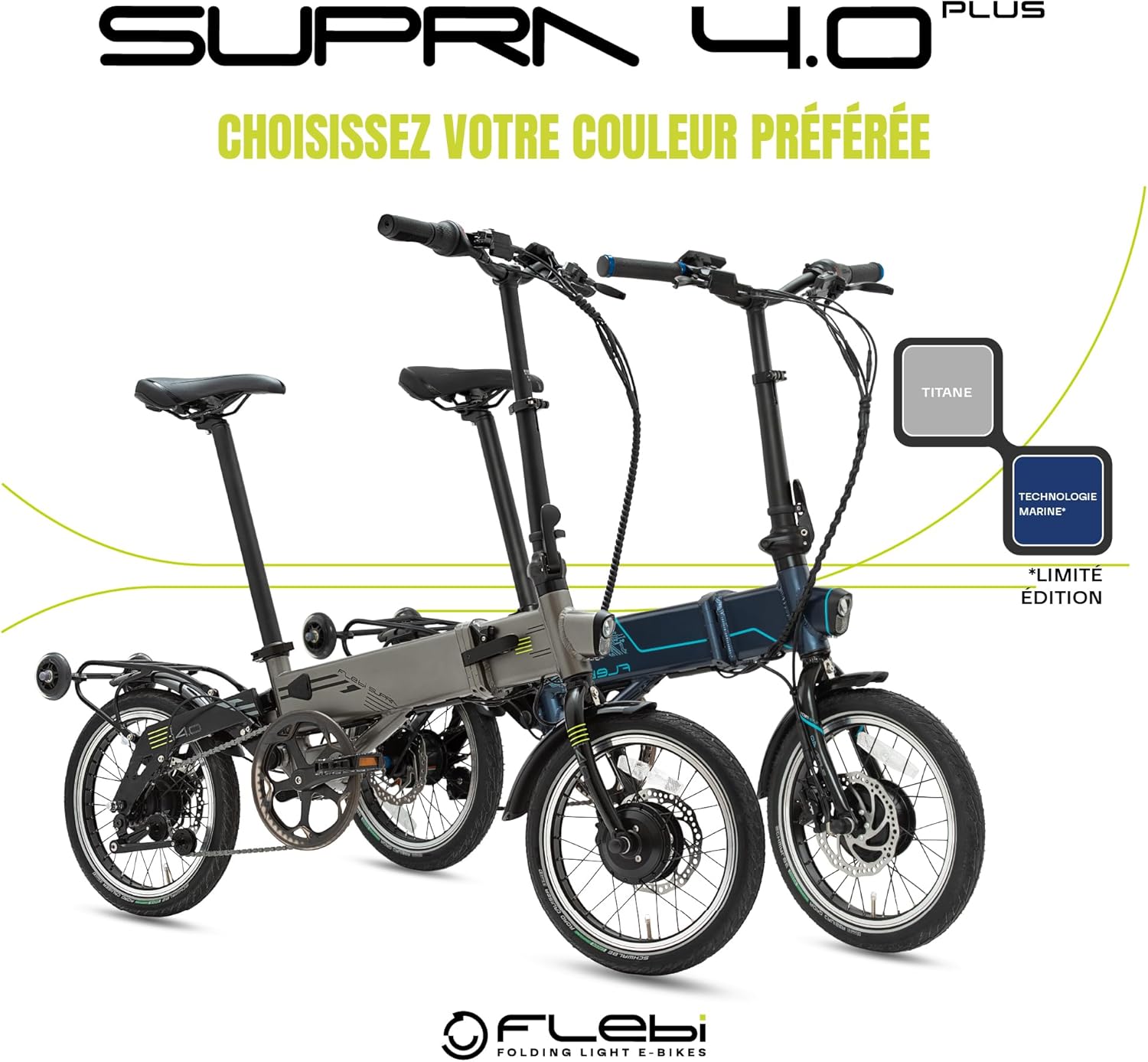 Flebi Supra 4.0+ Folding Electric Bike 16 Inches | Autonomy 100 km | Removable Battery 14Ah/504Wh | 7 Speeds | Unisex Compact and Lightweight Urban E-Bike
