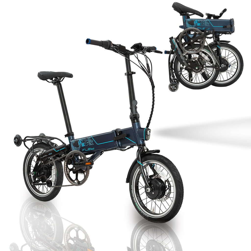 Flebi Supra 4.0+ Folding Electric Bike 16 Inches | Autonomy 100 km | Removable Battery 14Ah/504Wh | 7 Speeds | Unisex Compact and Lightweight Urban E-Bike