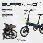 Flebi Supra 4.0+ Folding Electric Bike 16 Inches | Autonomy 100 km | Removable Battery 14Ah/504Wh | 7 Speeds | Unisex Compact and Lightweight Urban E-Bike