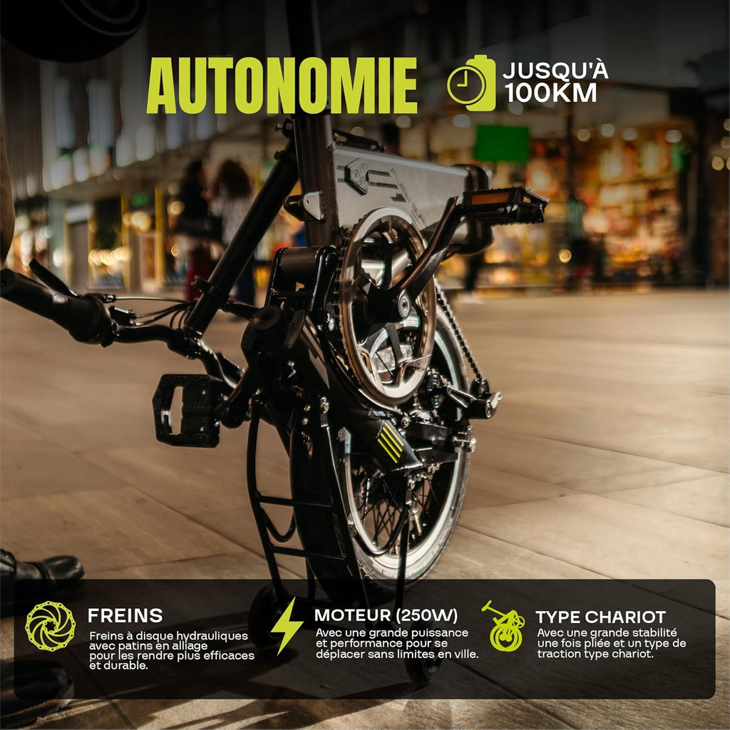 Flebi Supra 4.0+ Folding Electric Bike 16 Inches | Autonomy 100 km | Removable Battery 14Ah/504Wh | 7 Speeds | Unisex Compact and Lightweight Urban E-Bike
