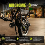 Flebi Supra 4.0+ Folding Electric Bike 16 Inches | Autonomy 100 km | Removable Battery 14Ah/504Wh | 7 Speeds | Unisex Compact and Lightweight Urban E-Bike